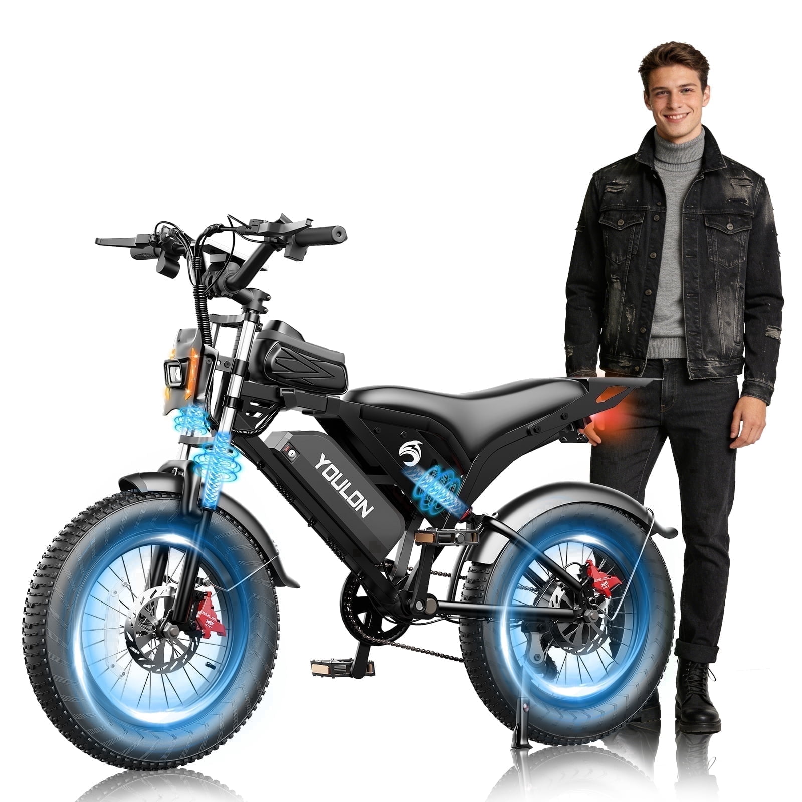 Electric Bike for Adults, PEAK 1500W, 20" Fat Tire, 48V 17Ah 30MPH Off-Road Ebike, Full Suspension E-Mountain Bike UL2849