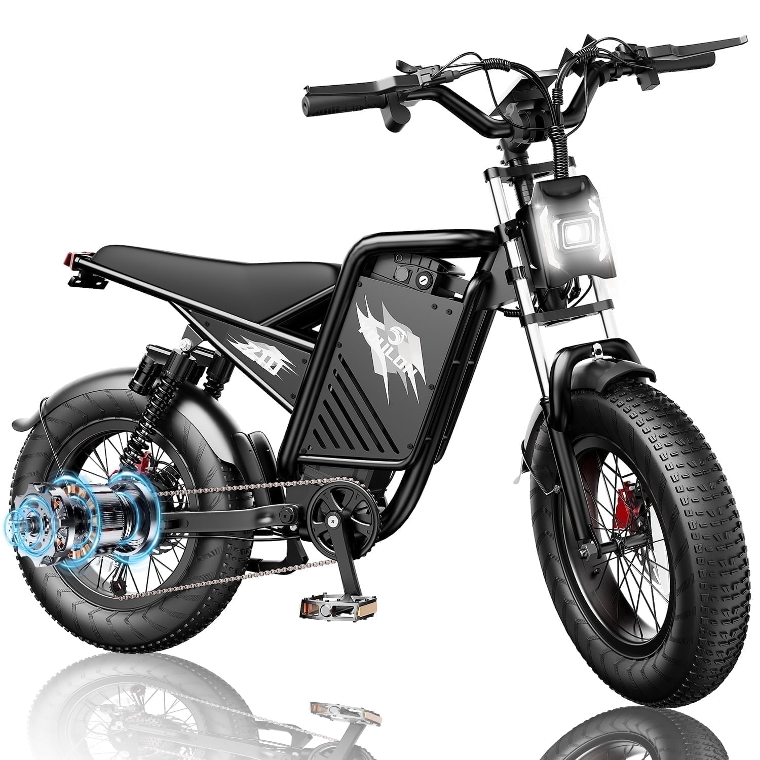 Youlon Ebikes for Adult/Teens, 2000W Peak Motor, 60*23Ah Long Range Electric Motorcycle with Dual Hydraulic Disc Brakes, 20" Fat Tire All-Terrain for Commuting E-Bicycles, 38MPH Electric Dirt Bike