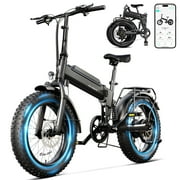 Electric Bike for Adults, Peak 1000W Motor Electric Bicycle, 20" Fat Tire E-Mountain Bike, 10.4Ah Battery UL2849, App Control