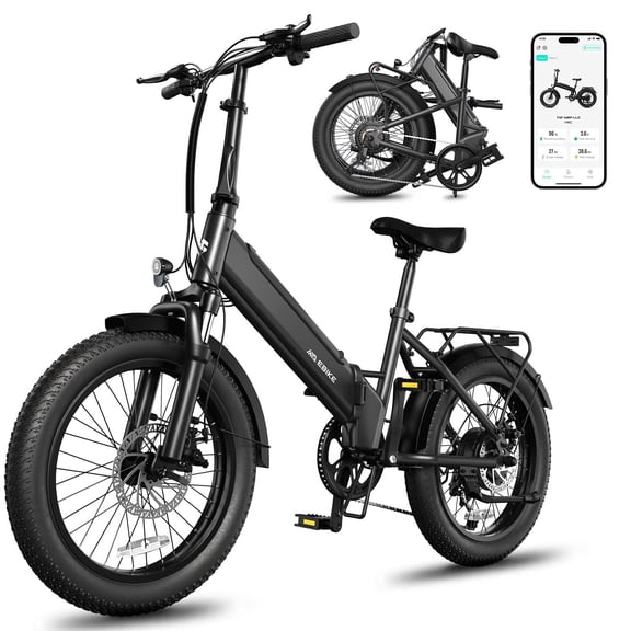 Electric Bike for Adults, Peak 1000W Motor Electric Bicycle, 20" Fat Tire E-Mountain Bike, 7.8Ah Battery UL2849, App Control