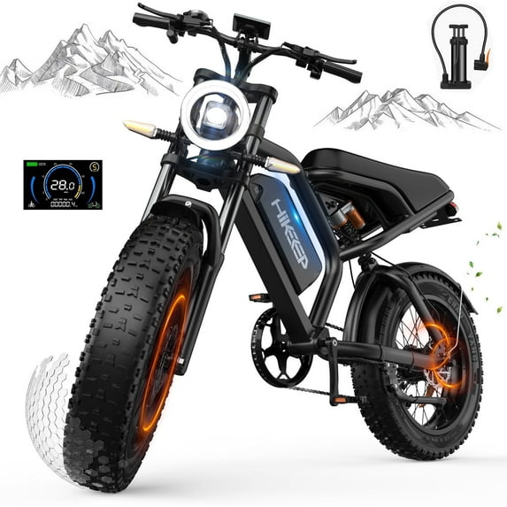 Electric Dirt Bike for Adults, Peak 1500W Dual Motor 48V 15.6AH Removable Battery, Hydraulic Disc Brakes, 20" Fat Tire E-Mountain Bicycle, 7-Speed Electric Mountain Bike for Man UL2849