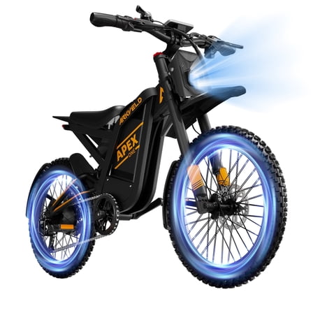 Arkveld APEX1 Electric Bike for Adults，Peak-3000W 25" Fat Tire All-Terrain E-Bike 80Miles 40MPH Electric Dirt Bike for Road Sand Mountain Snow - 48V 32AH Battery Powered Electric Motorcycle,UL2849