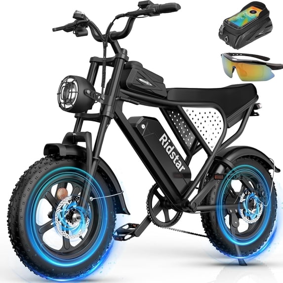 Ridstar Electric Bike for Adults,1500W 30MPH,48V/20AH Electric Motorcycle, 16" Fat Tire Mountain Bike UL2849