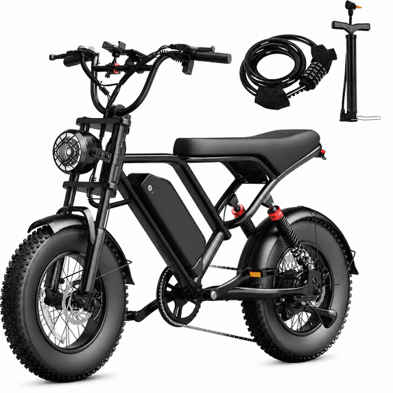 Electric Bike for Adults with 16" Tires Full Suspension 500W Motor 48V 13.5AH Removable Battery 40 Miles Range Max 19MPH Turn Signals E Bike