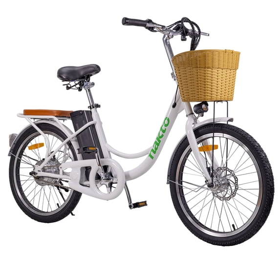 Electric Bike for Female, 26" Ebike with Cargo Basket, 500W Motor, 48V 10Ah Battery, Urban Commuter Bicycle with Rear Passenger Seat, White