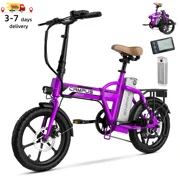 Electric Bike for Teens Adult ,Folding Bikes 20MPH Top Speed 7-Speed All Terrain Ebike UL 2849 Certified,Purple
