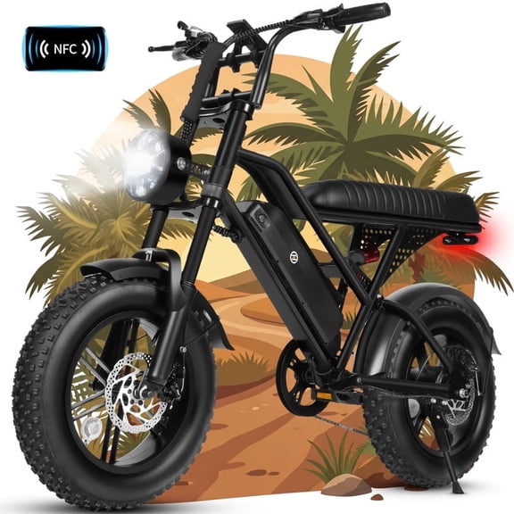 V100 Electric Bike for Teens Adults Students, 750W 28 Mph 48V 18 Ah,16"x4.0" Fat Tire E Bicycle, 7-Speed Dual Suspension Mountain EBike Black