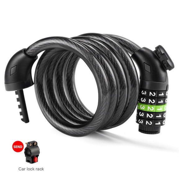 Electric Bikes Heavy Duty 5-Digit Combination Bike Lock - Diamond Pattern Resettable Code Cable Lock, Anti-Theft Security for E-Bikes, Scooters & Bicycles