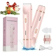  Electric Bikini Trimmer, 2 in 1 Body & Facial Hair Removal, Dual-head Electric Shaver, Waterproof Rechargeable Hair Trimmer, Hair Removal Device, Electric Shaver Women, Women's Electric Shaver