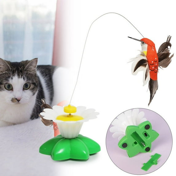 Electric Bird Teaser Kitten Cat Toys Auto 360° Rotate Interactive Training Toy