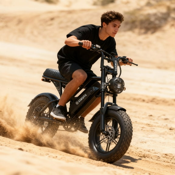 ESKUTE Electric Black Bike for Adults  500W Motor 48V 13Ah Battery, 19MPH, 16"x4.0" Fat Tire E-Moped, NFC Unlock, 7-Speed, Up to 60 Miles, Commuter E-Bike for Adul UL2849