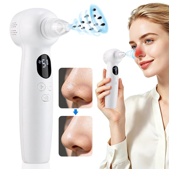Electric Blackhead Remover Vacuum, Facial Pore Cleaner with 5 Suction Levels & 3 Heating Modes, USB Rechargeable Pore Vacuum Extractor for Deep Facial Cleansing and Blackhead Removal Tool Kit, White
