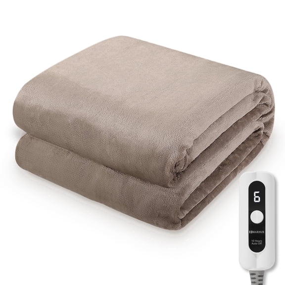 Electric Blanket 72" x 84" Full Size with 6 Heating Levels, 10 H Auto-off, Flannel, Machine Washable, Linen