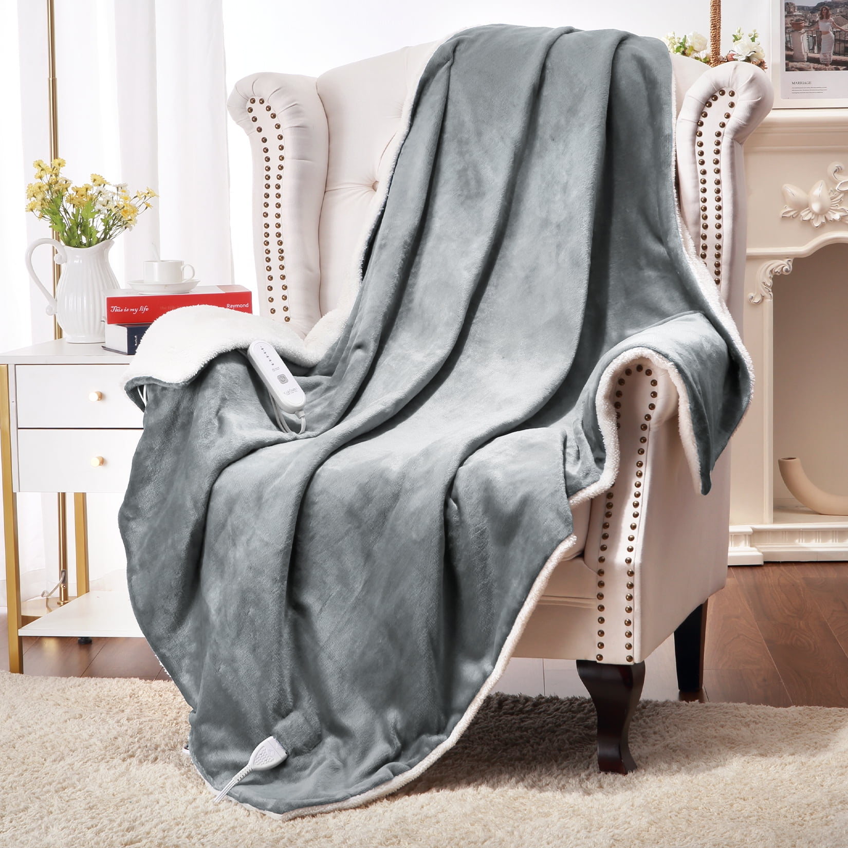 Electric Blanket 72 x 84 inches Heated Flannel Blanket Full Size with 5