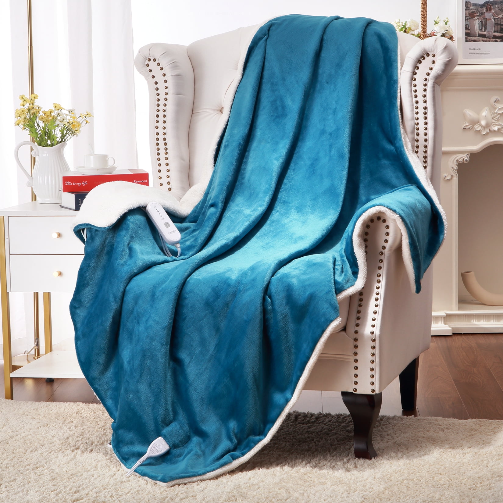 Electric Blanket 72 x 84 inches Heated Flannel Blanket Full Size with 5