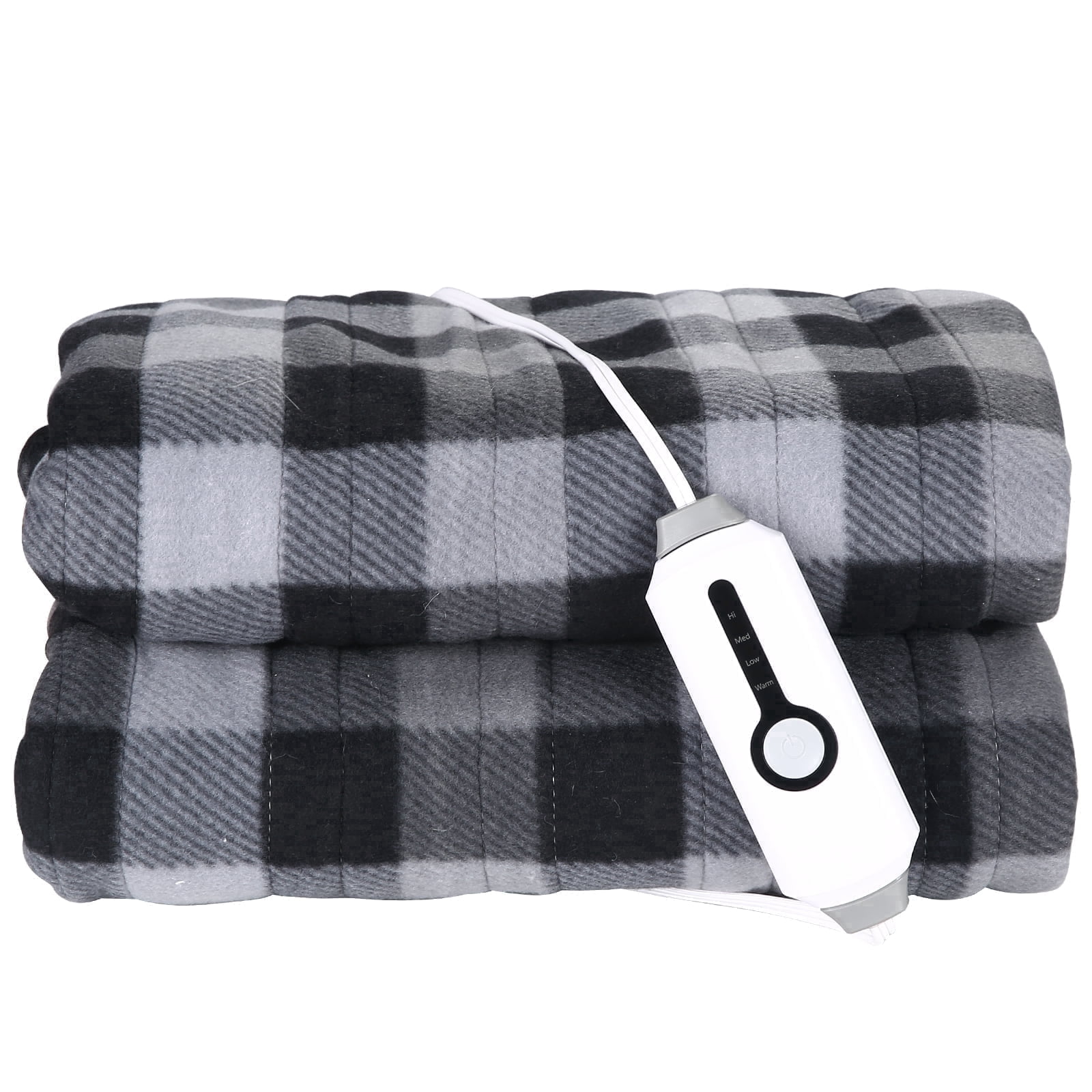 GONUES Electric Blanket 72"x 84" Full Size Soft Warm Flannel Fast Heating Blanket, 4 Fast Heating Levels & 10H Auto off-Dark Gray Checks
