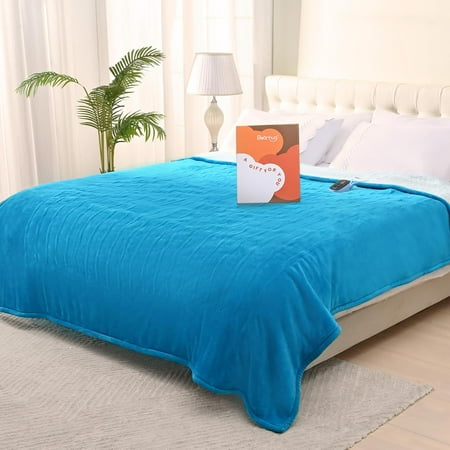 Electric Blanket Full Size 77" × 84", Teal - Velvet & Sherpa Heated Blanket