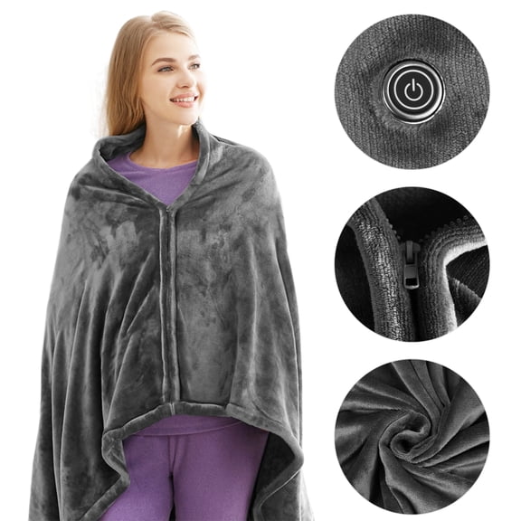 Electric Blanket Heated Blanket Washable USB Charging Electric Thermal Heating Shawl Insulated Heating Scarf with 3 Level Temperature