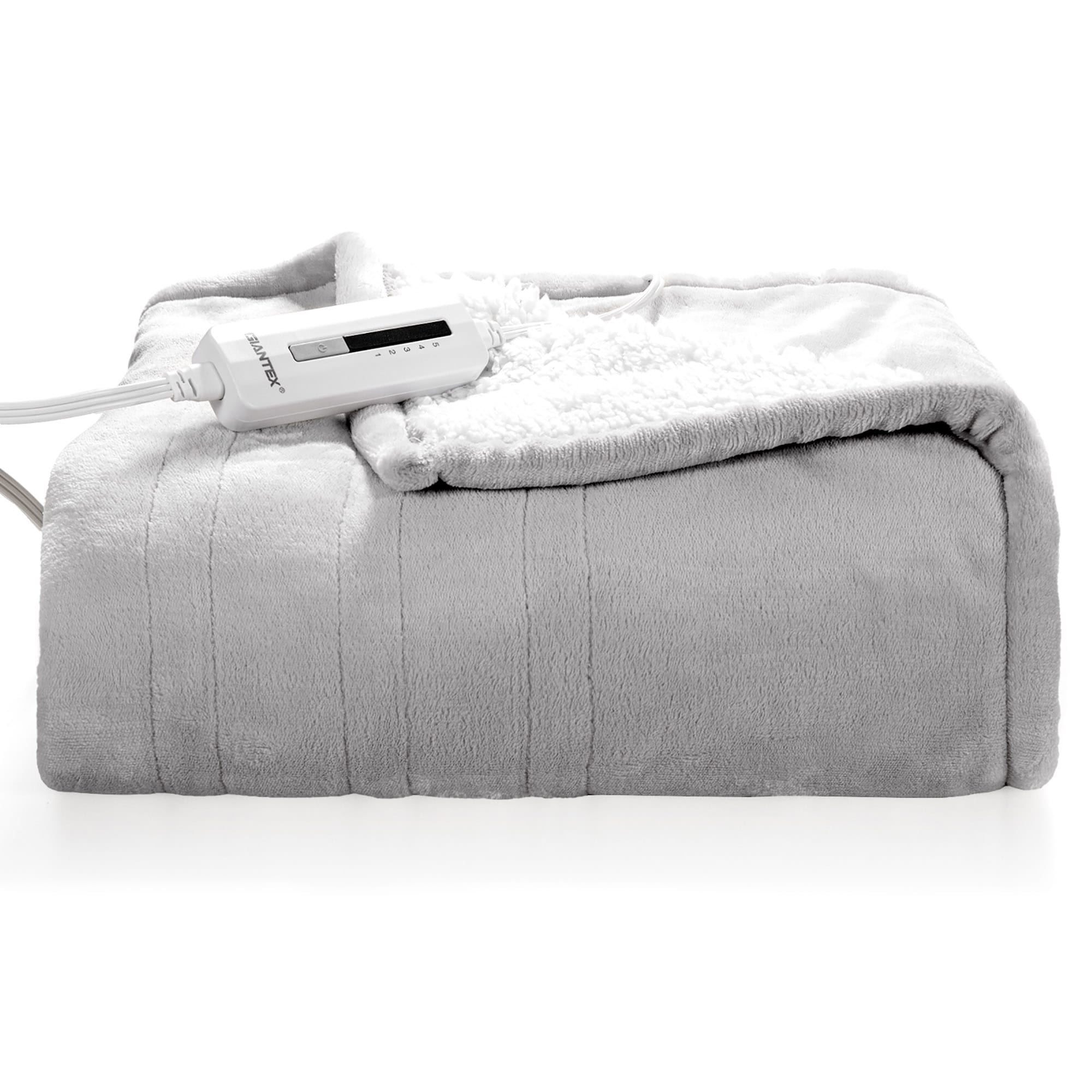 Electric Blanket Heated Flannel Double Side Heating Blanket Grey