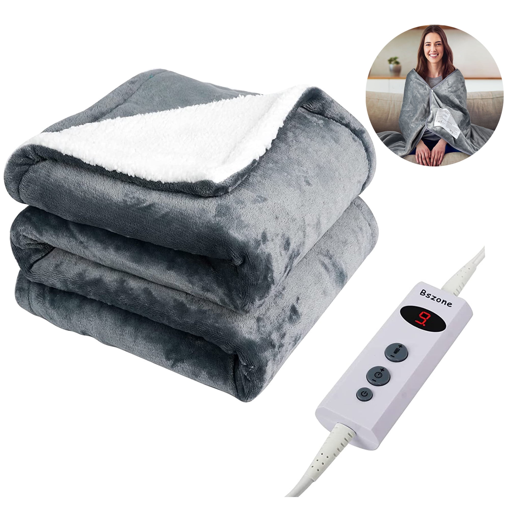 Electric Blanket Heated Throw Flannel Heated Blanket 50"x60", 10