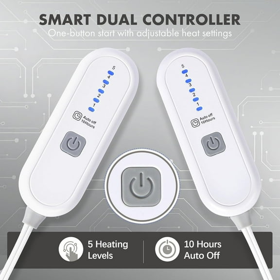 Electric Blanket King 100" x 90" - Soft Flannel Sherpa Heated Blanket with Dual Control, 5 Heating Levels & 10 Hours Auto Off, Heating Blanket with ETL Certification (Grey)