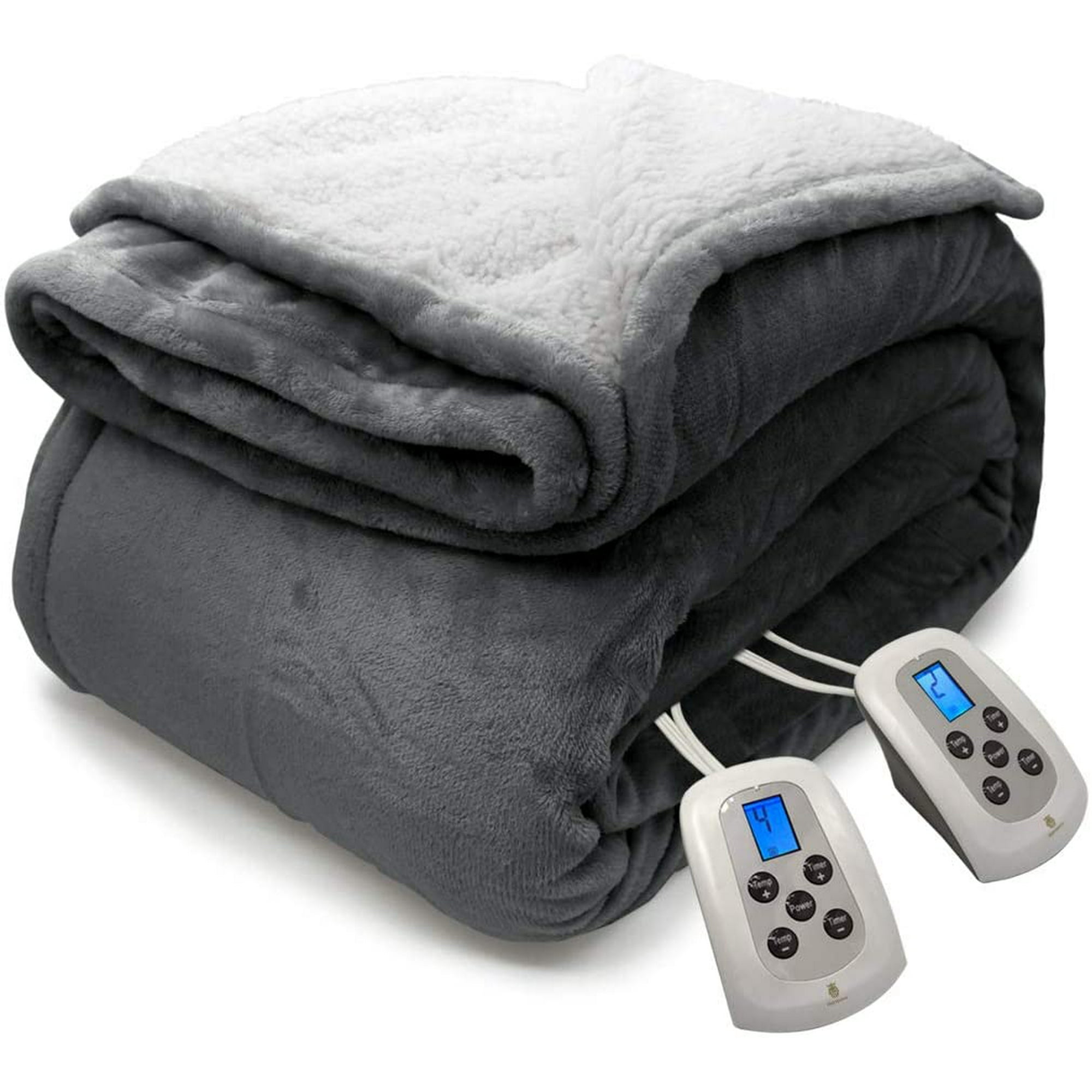 Electric Blanket King Grey Heated Throw with 10 Heat Settings/Safety 10  Hours Auto-Off Dual Controllers - Walmart.com