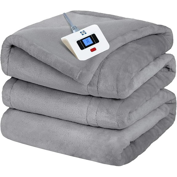Electric Blanket King Size, Flannel Heated Blanket with10 Heating Levels & Auto Shut Off, Machine Washable