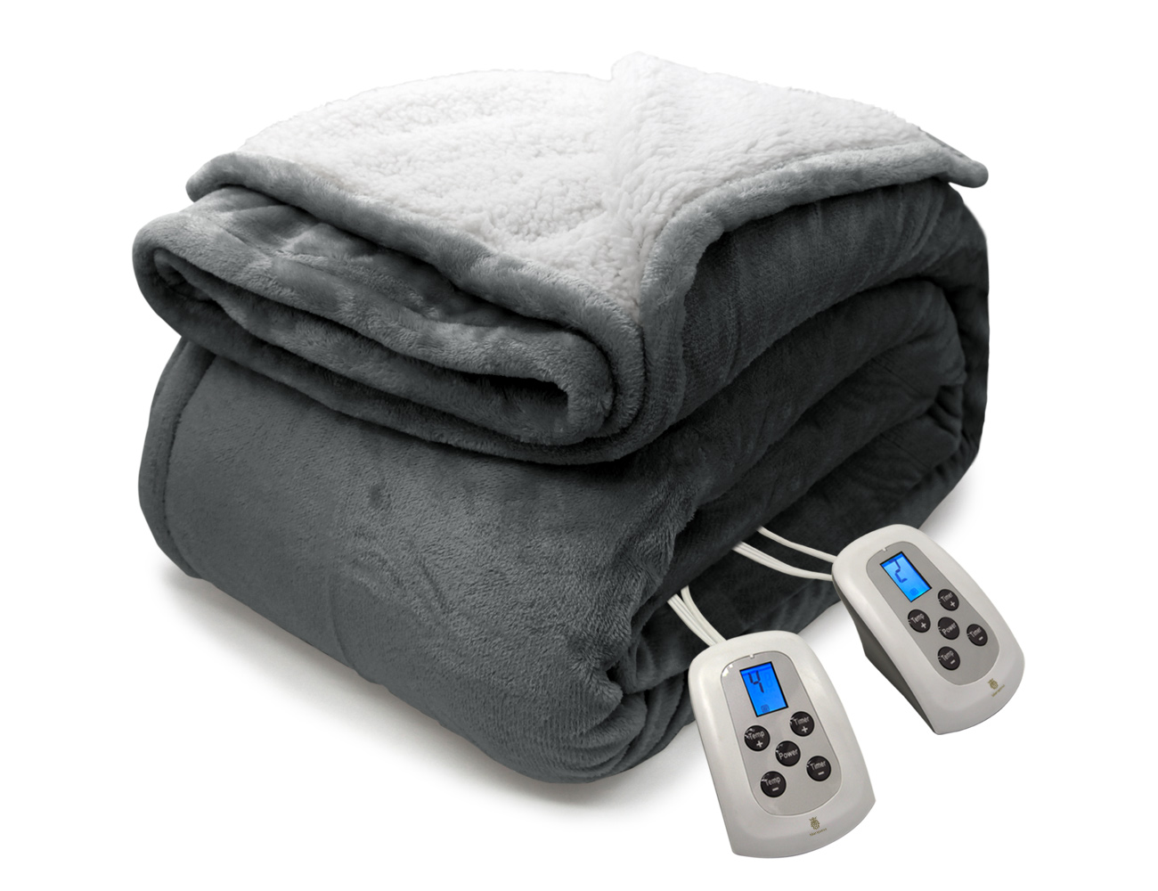 Beautyrest Heated Plush Solid Microlight Blanket, King, Grey