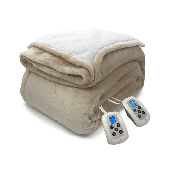Electric Blanket Queen,Heated Blanket Throw with 10 Heat Settings/Safety 10 Hours Auto-Off Dual Controllers 84"x90" Linen
