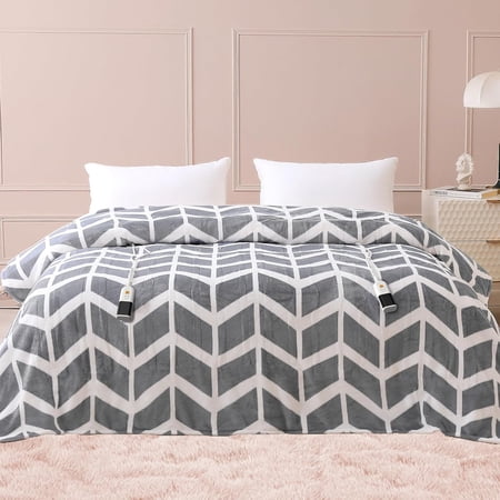 Electric Blanket Queen Size, 84" x 90" Heated Blanket with 9 Heat Levels & 2-4-8-10 Hours Auto Off, Fast Heating Blanket with ETL & FCC Certification, Grey