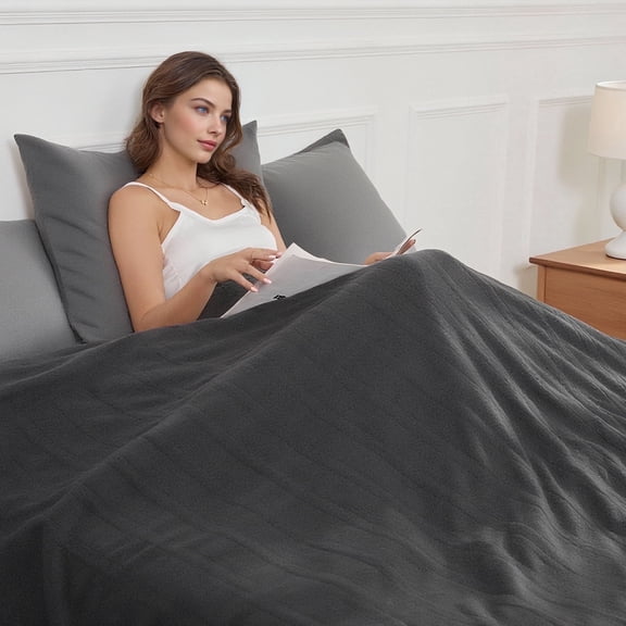GONUES Heated Electric Blanket Queen Size 84"x90" - 4 Heat Levels & 10 Hours Auto off, Fast Heating & Overheat Protection, Dark Gray