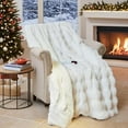 thumbnail image 1 of Electric Blanket - Soft Faux Rabbit Fur Bubble Heated Blanket with Dual Control, Fast Heating with 6 Heat Settings & 10 Hours Auto Off (90"x100", Cream), 1 of 7