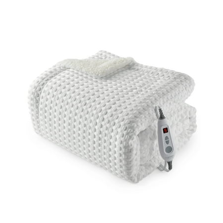 Electric Blanket - Thick Tufted Sherpa Heated Blanket with 10 Heating Levels and Time Settings, Machine Washable, Fast Heating Blanket