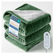ELEKA Electric Blanket Heated 50'' x 60'', Throw Size Flannel Material with 8 Heating Levels & 8H Auto off, Green
