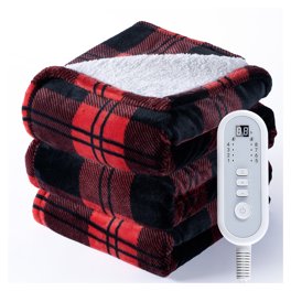 Giantex Heated Electric Blanket Throw, Reversible Flannel