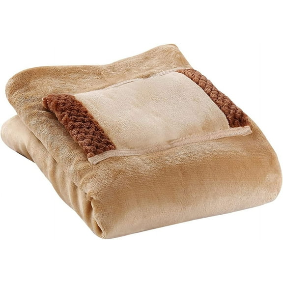 Electric Blanket, USB Flannel Heated Throw Blanket with Hand Pocket Warm Shawl Wrap Plush Knee Warmer Lunch Breack Electric Heated Blanket for Office Car Home Use, 23x31 Inch