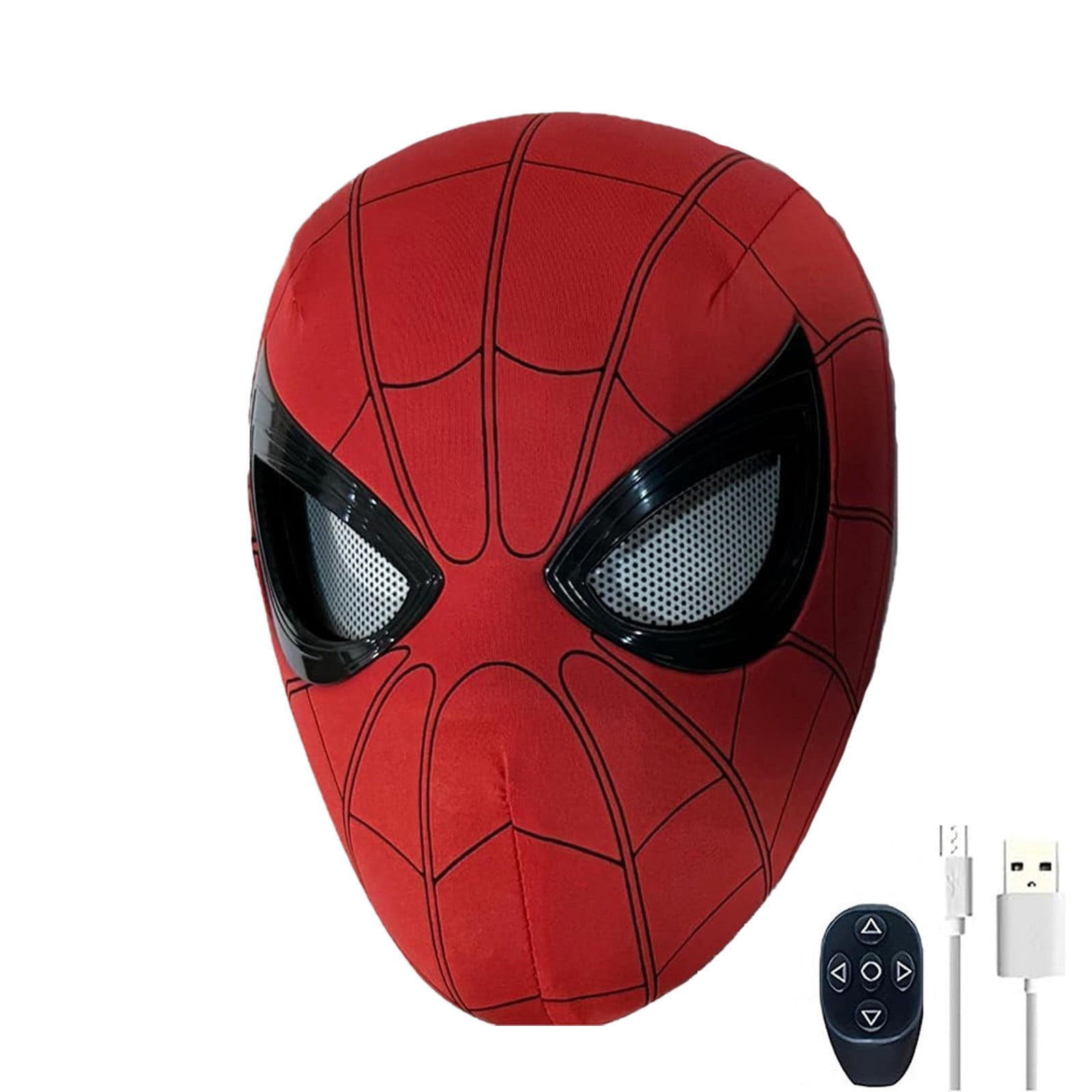 Electric Blink Spider Superhero Mask Ring Remote Control Moving Eyes USB Rechargeable Helmet Color Box Packaging Cosplay Outfit Accessories Gift