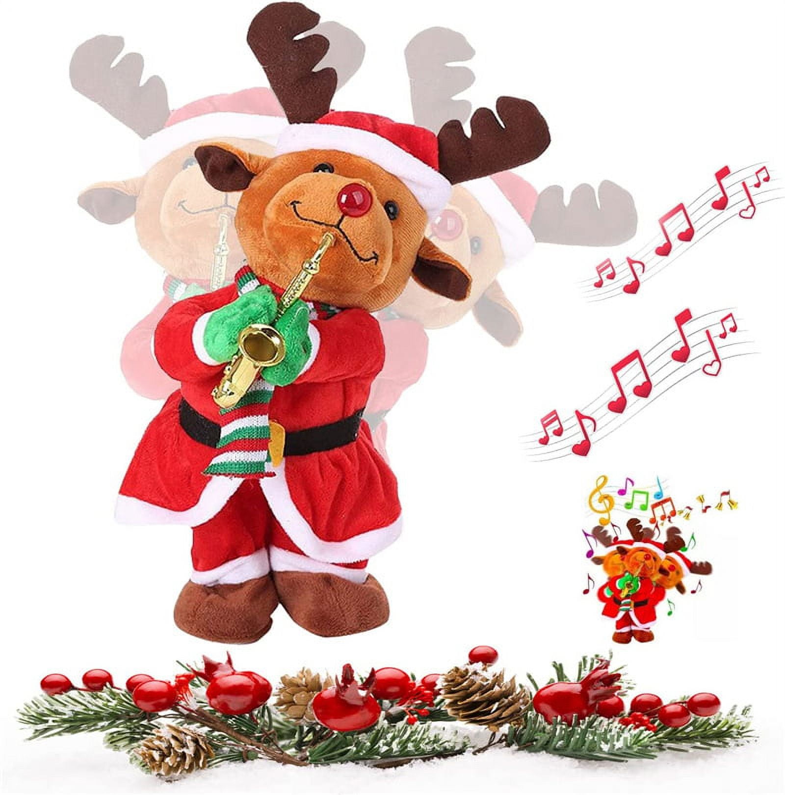 Electric Blowing Saxophone Santa,Christmas Playing Saxophone Santa Claus,Musical Shaking Santa