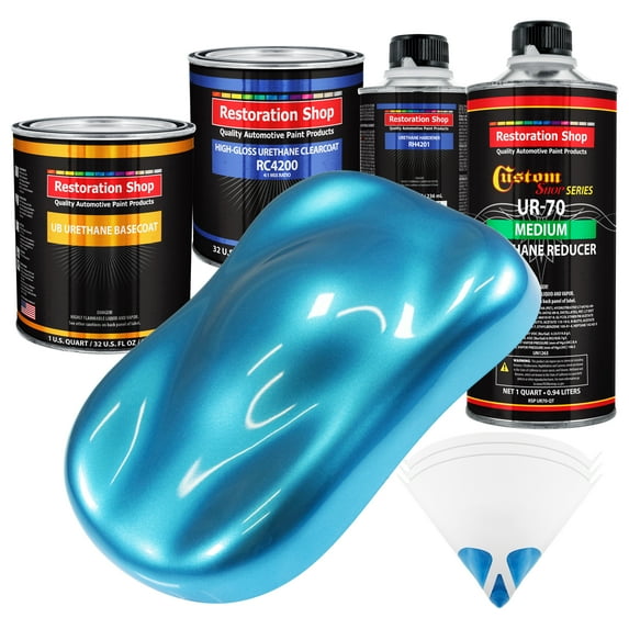 Electric Blue Metallic Quart URETHANE BASECOAT CLEARCOAT Car Auto Body Paint Kit