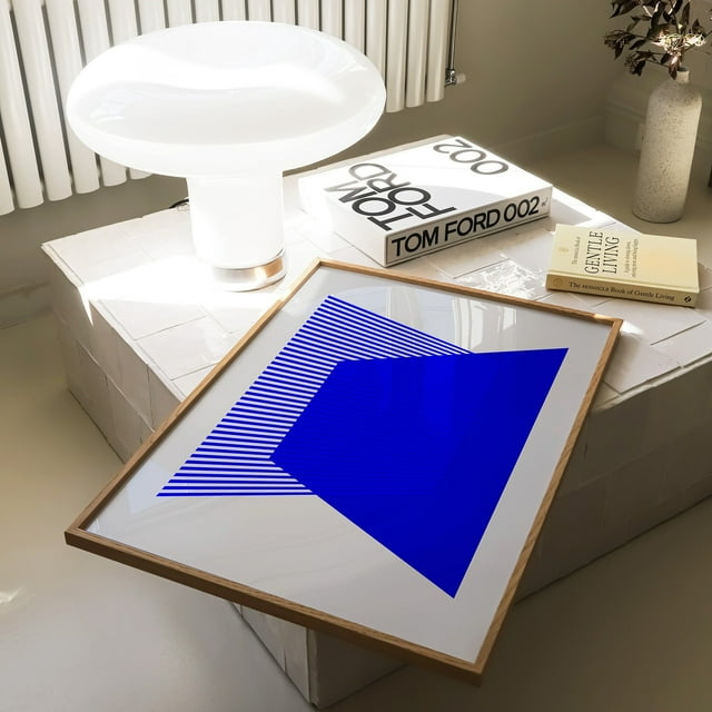 Electric Blue Print Cobalt Blue Mid Century Modern Blue Abstract Wall ...