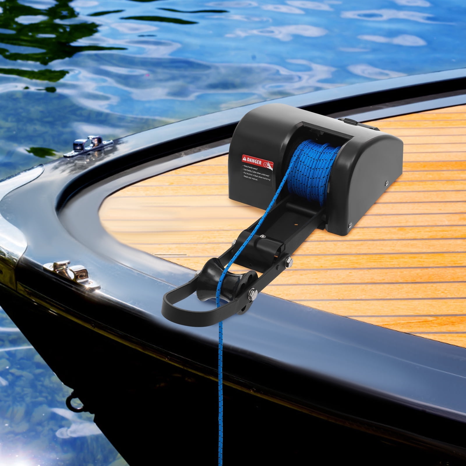 Sailing Rope Motor Electric Boat Winch - 12V DC Motor, 35lbs Max Anchor Capacity,100ft ...