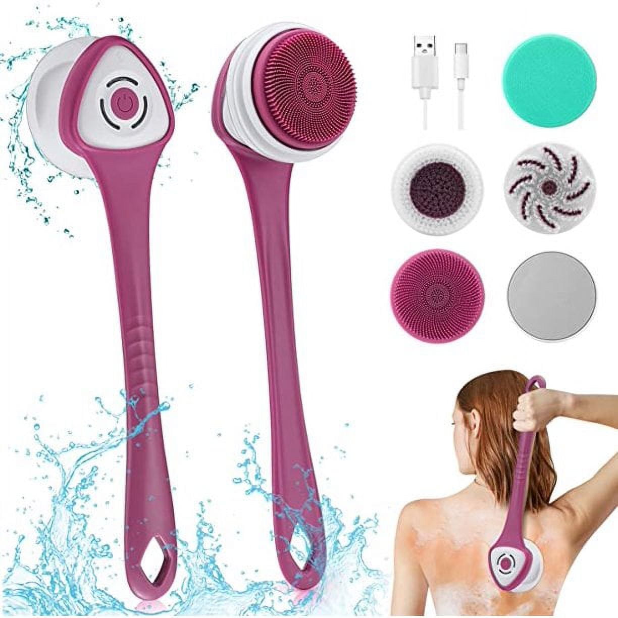 Electric Body Bath Brush, Rechargeable Back Brush Long Handle for