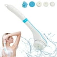 thumbnail image 1 of TiokMc Electric Body Bath Brush for Shower with USB Rechargeable Long Handle, 5-in-1 Body Exfoliation and Massage Deep Cleansing Set, Blue, 1 of 8