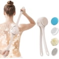 thumbnail image 1 of Electric Body Brush Back Scrubber for Shower, Auto Spinning Exfoliating Massage Bath Brush Rechargeable, Dual Long Handle, Deep Cleansing, Waterproof, Rotating Body Brushes with 4Brush Heads, 1 of 16
