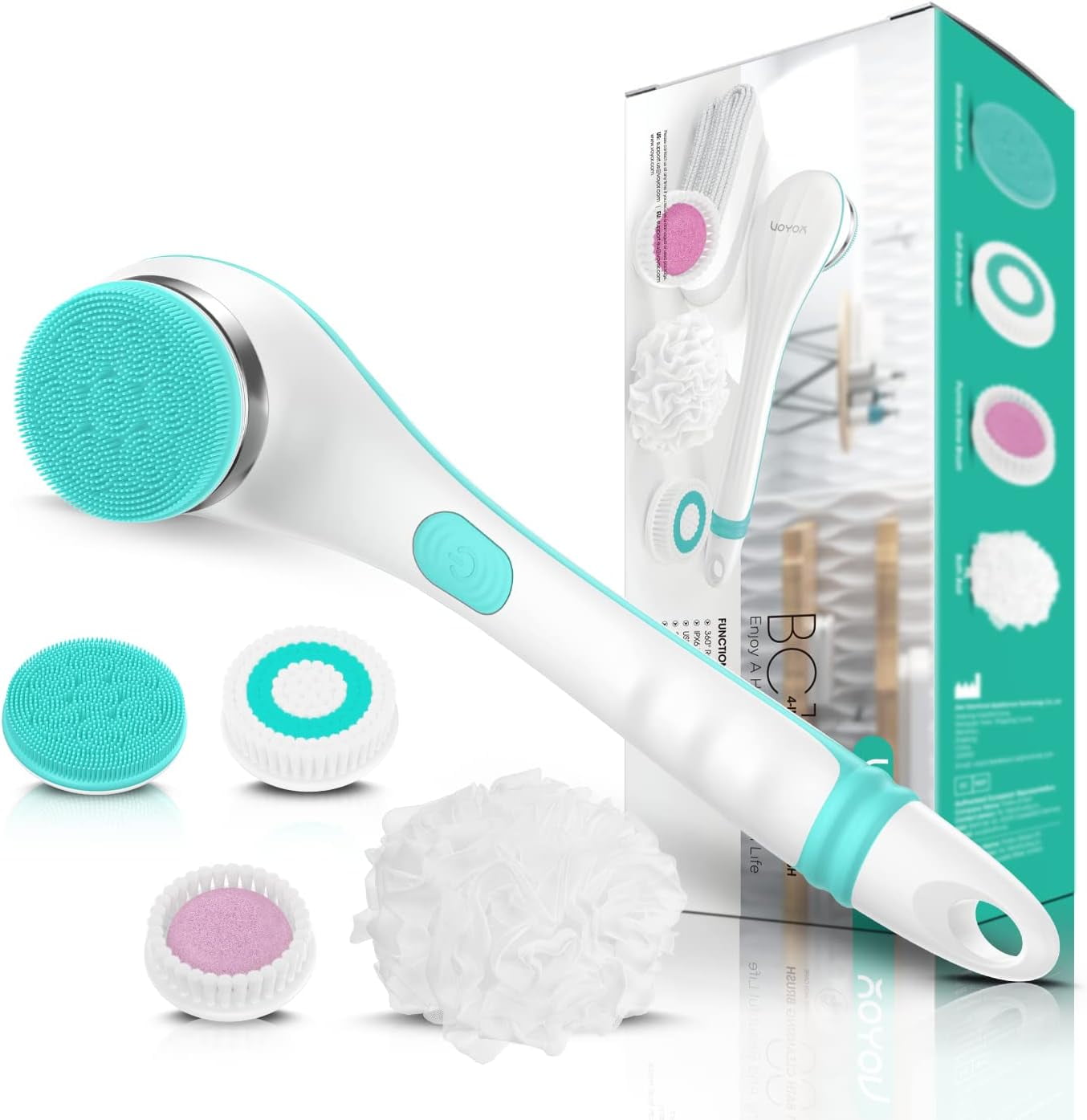 Electric Body Brush,Back Scrubber for Shower, Rechargeable Exfoliating