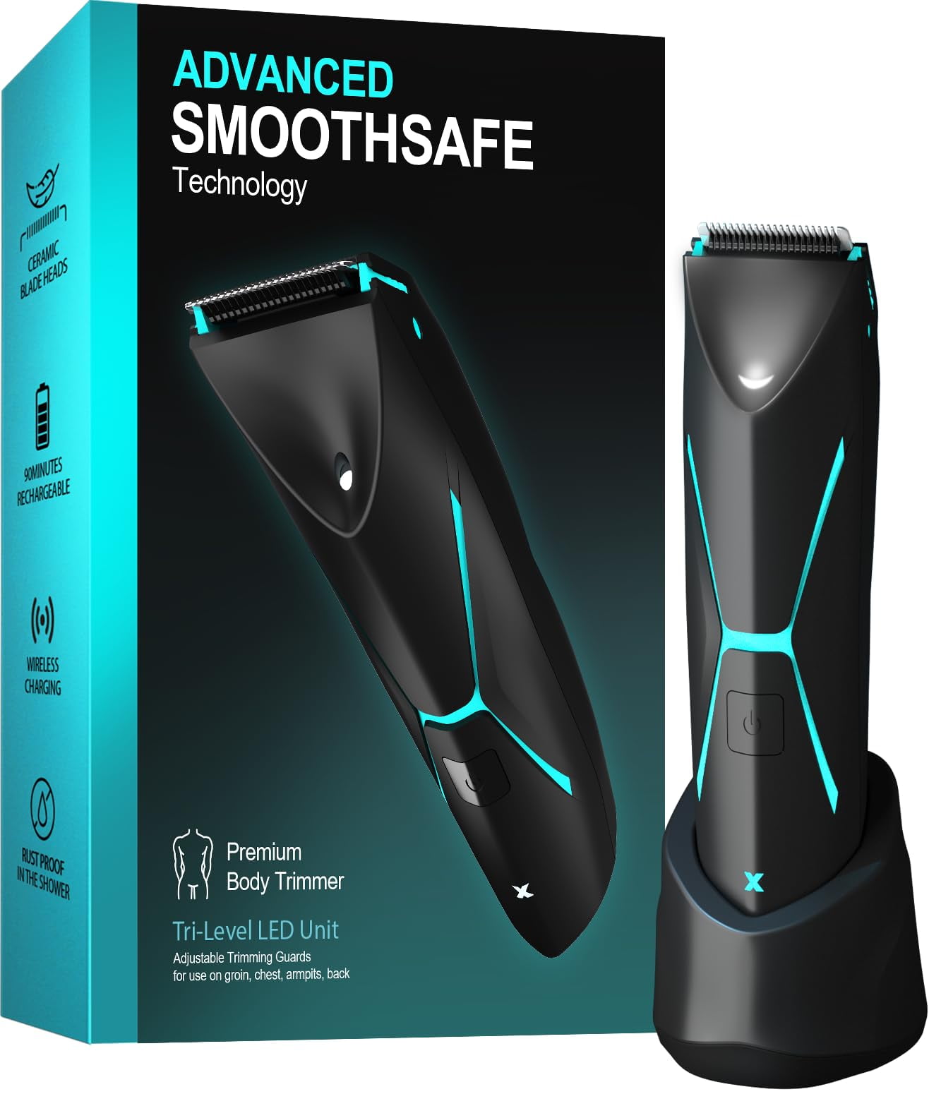 Electric Body Hair Trimmer for Men - Manscape Pubic Hair Groomer Waterproof Ball Shaver Type-C Rechargeable Cordless Replaceable Ceramic Blade Clipper Wet/Dry Male Professional Grooming Smooth C80
