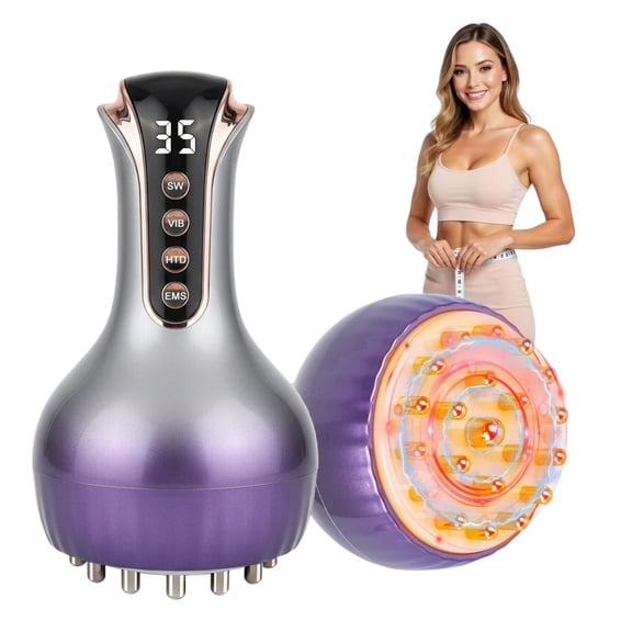 Electric Body Scraping Device - Handheld Smart Meridian Brush with Red & Blue Light Matrix, Portable Microcurrent Muscle Toning Tool (Metallic Purple)