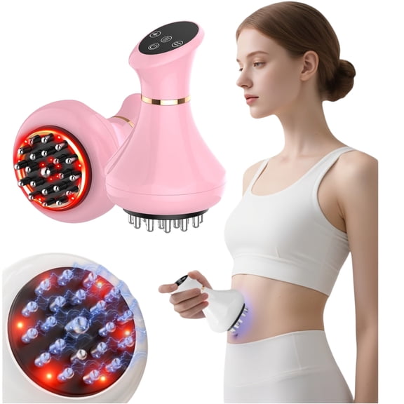 Electric Body Scraping Massage Device with Red & Blue Light Matrix - Handheld Smart Meridian Brush, Electronic Microcurrent Body Conditioning Tool for Abdomen Waist Legs Back