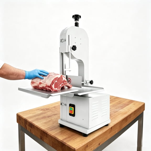 Electric Bone Saw Machine, 2000W Commercial Meat Bandsaw with 19.3"x15.3" Stainless Table, High-Efficiency Frozen Meat Cutter & Bone Sawing Machine for Butcher Shop