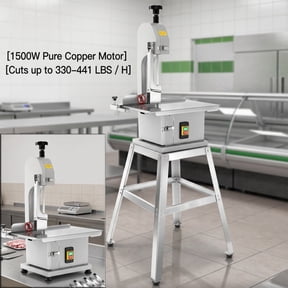 Electric Bone Saw Machine for Frozen Meat, 2000W Heavy Duty Meat Cutter with Base Stand, Stainless Steel Commercial Meat Band Saw for Bone, Ribs, Beef & Mutton Slicing